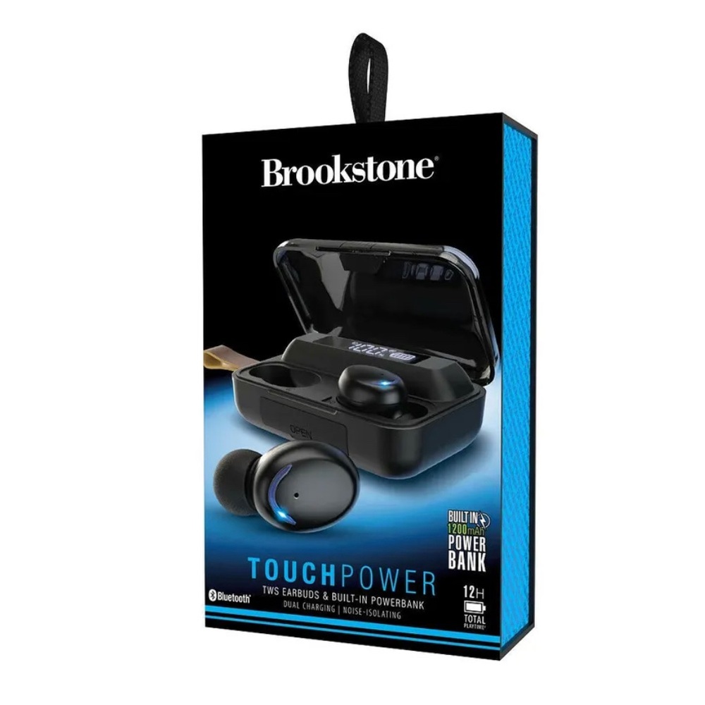 Brookstone Touch Power Bluetooth True Wireless Earbuds & Smart Powerbank